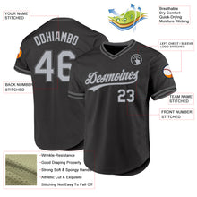 Load image into Gallery viewer, Custom Black Gray-Steel Gray Authentic Throwback Baseball Jersey

