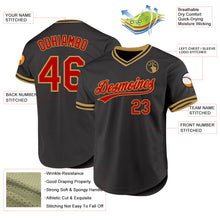 Load image into Gallery viewer, Custom Black Red-Old Gold Authentic Throwback Baseball Jersey
