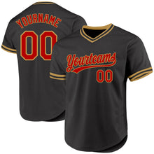 Load image into Gallery viewer, Custom Black Red-Old Gold Authentic Throwback Baseball Jersey
