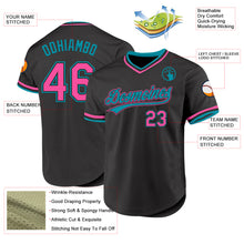 Load image into Gallery viewer, Custom Black Pink-Teal Authentic Throwback Baseball Jersey
