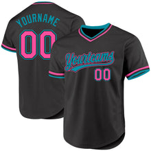 Load image into Gallery viewer, Custom Black Pink-Teal Authentic Throwback Baseball Jersey
