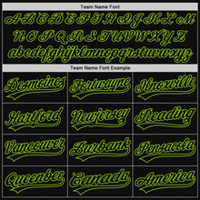 Load image into Gallery viewer, Custom Black Neon Green Authentic Throwback Baseball Jersey
