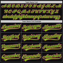 Load image into Gallery viewer, Custom Black Pink-Neon Green Authentic Throwback Baseball Jersey
