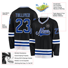 Load image into Gallery viewer, Custom Black Royal-White Hockey Jersey
