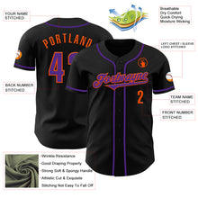 Load image into Gallery viewer, Custom Black Purple-Orange Authentic Baseball Jersey
