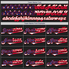 Load image into Gallery viewer, Custom Black USA Flag-Red Authentic Baseball Jersey
