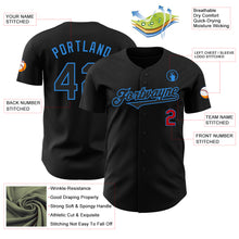 Load image into Gallery viewer, Custom Black Electric Blue-Red Authentic Baseball Jersey
