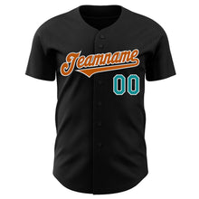 Load image into Gallery viewer, Custom Black Teal-Texas Orange Authentic Baseball Jersey

