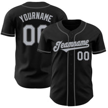 Load image into Gallery viewer, Custom Black Gray-Steel Gray Authentic Baseball Jersey
