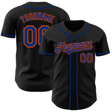 Load image into Gallery viewer, Custom Black Royal-Orange Authentic Baseball Jersey
