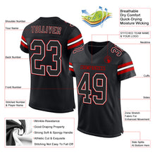 Load image into Gallery viewer, Custom Black White-Red Mesh Authentic Football Jersey
