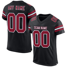Load image into Gallery viewer, Custom Black Crimson-White Mesh Authentic Football Jersey
