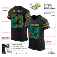 Load image into Gallery viewer, Custom Black Kelly Green-Old Gold Mesh Authentic Football Jersey
