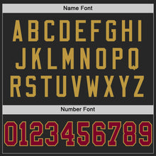 Load image into Gallery viewer, Custom Black Maroon-Old Gold Mesh Authentic Football Jersey
