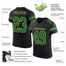 Load image into Gallery viewer, Custom Black Kelly Green-Gold Mesh Authentic Football Jersey
