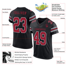 Load image into Gallery viewer, Custom Black Cardinal-Gray Mesh Authentic Football Jersey
