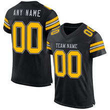Load image into Gallery viewer, Custom Black Gold-Gray Mesh Authentic Football Jersey
