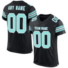 Load image into Gallery viewer, Custom Black Ice Blue-White Mesh Authentic Football Jersey
