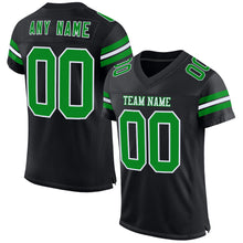 Load image into Gallery viewer, Custom Black Grass Green-White Mesh Authentic Football Jersey
