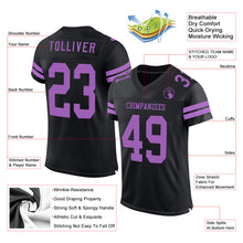 Load image into Gallery viewer, Custom Black Medium Purple Mesh Authentic Football Jersey
