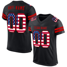 Load image into Gallery viewer, Custom Black USA Flag-Red Mesh Authentic Football Jersey
