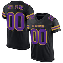 Load image into Gallery viewer, Custom Black Purple-Old Gold Mesh Authentic Football Jersey
