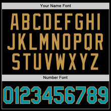 Load image into Gallery viewer, Custom Black Teal-Old Gold Authentic Throwback Basketball Jersey
