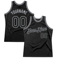 Load image into Gallery viewer, Custom Black Gray Authentic Throwback Basketball Jersey
