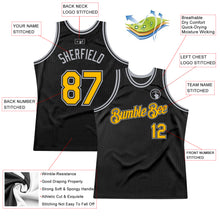 Load image into Gallery viewer, Custom Black Gold-Gray Authentic Throwback Basketball Jersey
