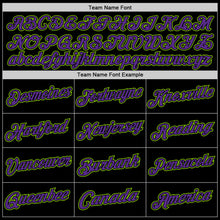 Load image into Gallery viewer, Custom Black Purple-Neon Green Authentic Throwback Basketball Jersey
