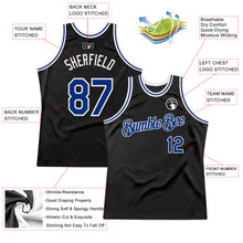 Load image into Gallery viewer, Custom Black Royal-White Authentic Throwback Basketball Jersey
