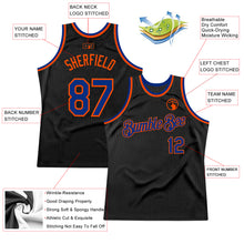 Load image into Gallery viewer, Custom Black Royal-Orange Authentic Throwback Basketball Jersey

