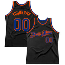 Load image into Gallery viewer, Custom Black Royal-Orange Authentic Throwback Basketball Jersey
