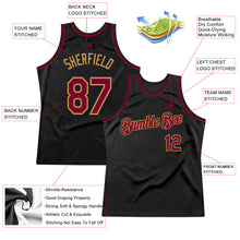 Load image into Gallery viewer, Custom Black Maroon-Old Gold Authentic Throwback Basketball Jersey
