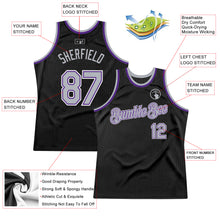 Load image into Gallery viewer, Custom Black Gray-Purple Authentic Throwback Basketball Jersey
