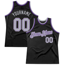 Load image into Gallery viewer, Custom Black Gray-Purple Authentic Throwback Basketball Jersey
