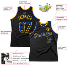 Load image into Gallery viewer, Custom Black Royal-Gold Authentic Throwback Basketball Jersey
