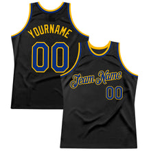 Load image into Gallery viewer, Custom Black Royal-Gold Authentic Throwback Basketball Jersey
