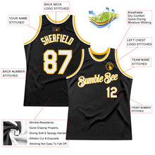 Load image into Gallery viewer, Custom Black White-Gold Authentic Throwback Basketball Jersey
