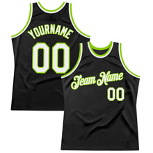 Load image into Gallery viewer, Custom Black White-Neon Green Authentic Throwback Basketball Jersey
