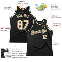 Load image into Gallery viewer, Custom Black Cream Authentic Throwback Basketball Jersey
