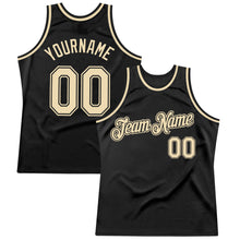 Load image into Gallery viewer, Custom Black Cream Authentic Throwback Basketball Jersey
