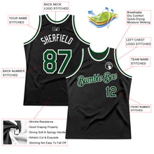 Load image into Gallery viewer, Custom Black Green-White Authentic Throwback Basketball Jersey
