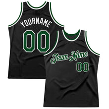 Load image into Gallery viewer, Custom Black Green-White Authentic Throwback Basketball Jersey
