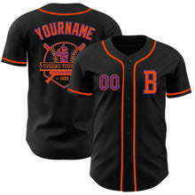 Load image into Gallery viewer, Custom Black Purple-Orange Authentic Baseball Jersey
