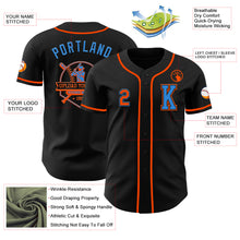 Load image into Gallery viewer, Custom Black Orange-Electric Blue Authentic Baseball Jersey
