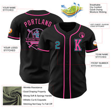Load image into Gallery viewer, Custom Black Teal-Pink Authentic Baseball Jersey
