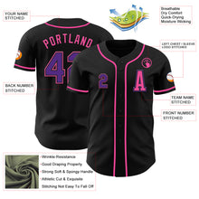 Load image into Gallery viewer, Custom Black Purple-Pink Authentic Baseball Jersey
