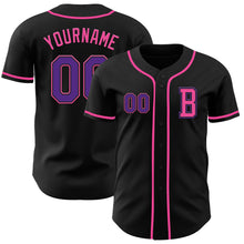 Load image into Gallery viewer, Custom Black Purple-Pink Authentic Baseball Jersey
