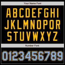 Load image into Gallery viewer, Custom Black Light Blue-Gold Authentic Baseball Jersey
